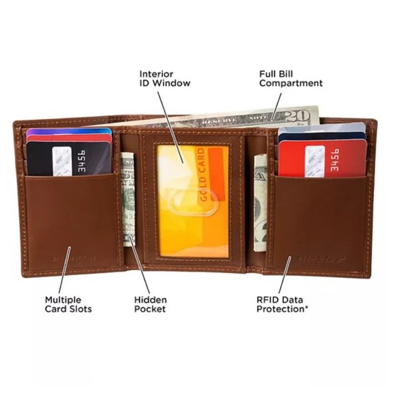 Men's Dickies Leather Logo Embossed Trifold Wallet NEW - Picture 3 of 7